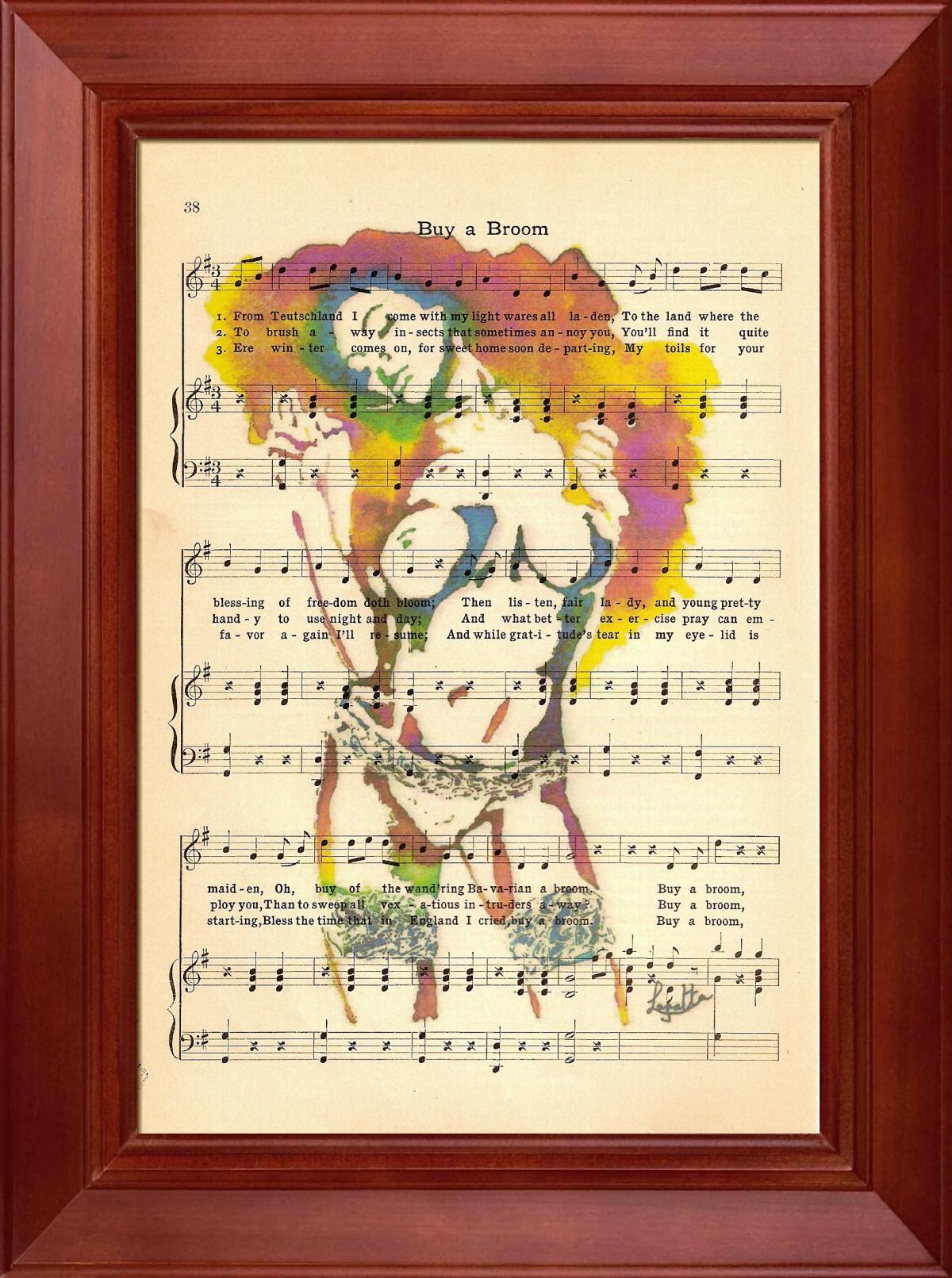 Nude - Print Of My Original Painting On A Page Of Sheet Music From 1909