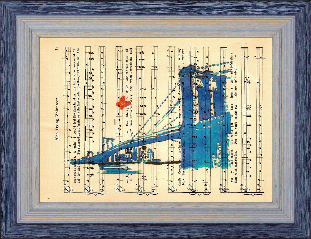 Brooklyn - Print Of My Original Painting On A Page Of Sheet Music From 1909