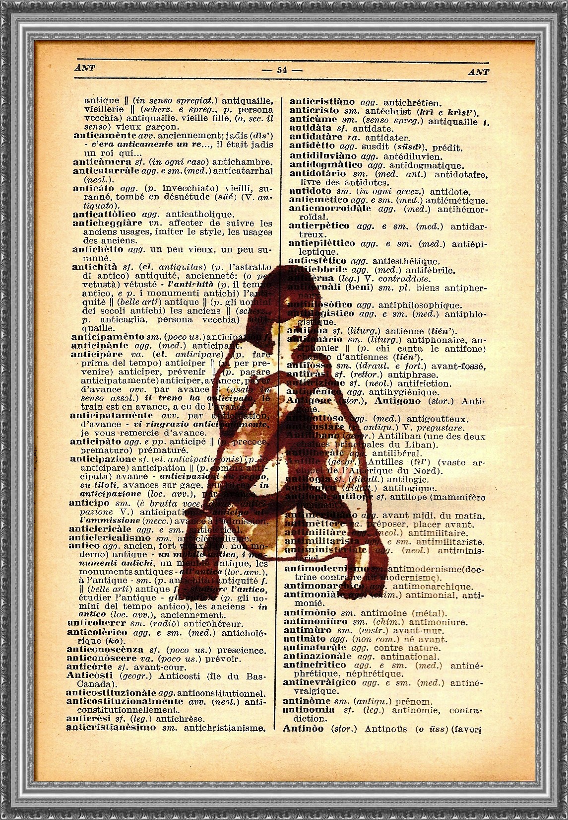 Print Of A Painting Of Mine On Italian-french Dictionary Of 1939